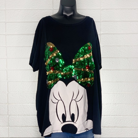 Disney Tops - SOLD Disney Christmas Minnie Mouse Sequin Bow Tee